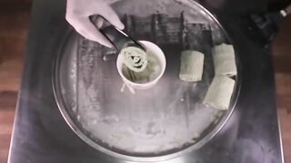 MONSTER Ice Cream Rolls | fried Energy Ice Cream with Monster Green Tea & Matcha | Satisfying ASMR