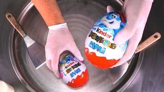 kinder Surprise Eggs MAXI - Ice Cream Rolls | how to make Ice Cream with Smurfs Surprise Egg | ASMR