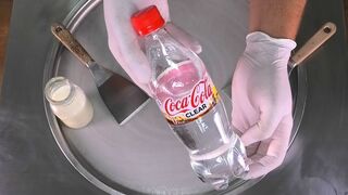 Clear Coca-Cola Ice Cream Rolls | how to make rolled Ice Cream with 0kcal Coca Cola Coke | ASMR