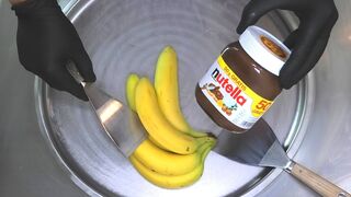 Nutella Banana Ice Cream Rolls | how to make fried Ice Cream with Nutella and fresh Bananas | ASMR