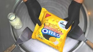 OREO & Popcorn Ice Cream Rolls | how to make fried Ice Cream with Oreo Cookies and Kettle Corn ASMR