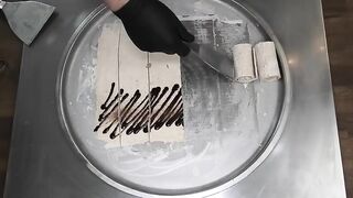 Banana Ice Cream Rolls | how to make real and fresh Banana Ice Cream with Chocolate - Recipe | ASMR