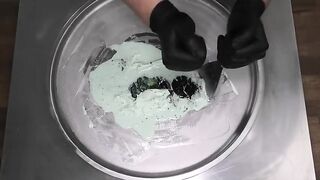 Oreo Mint Ice Cream Rolls | how to make rolled Ice Cream with Oreo Cookies and Mint - Recipe | ASMR