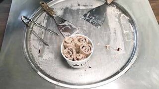 MAGNUM Ice Cream Rolls | how to make Magnum Double Chocolate Ice Cream - rolled Ice Cream recipe