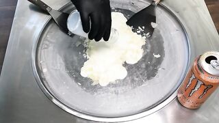 Ice Cream Rolls | Monster Energy Ultra Sunrise - how to make rolled Ice Cream - Recipe | ASMR Food
