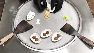 Ice Cream Rolls - kinder JOY Surprise Eggs | how to make kinder JOY rolled Ice Cream with toys ASMR