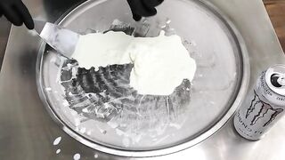 Monster Ice Cream Rolls | how to make Ultra Monster Energy Ice Cream - Recipe for rolled Ice Cream