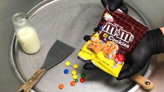 Ice Cream Rolls with m&m's Cookies | how to make m&m cookies to delicious rolled Ice Cream mandm mms