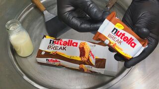 nutella BREAK - Ice Cream Rolls | how to make nutella ice cream rolls with chocolate recipe - ASMR
