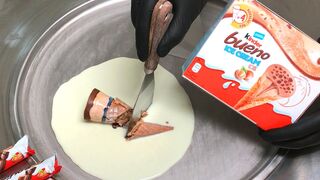 kinder bueno Ice Cream Cone - Ice Cream Rolls | how to make delicious kinder bueno Ice Cream Rolls