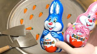 Bunny kinder Surprise Eggs - Ice Cream Rolls (Easter) Opening, how to make chocolate Ice Cream