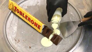 TOBLERONE Ice Cream Rolls | how to make swiss milk chocolate with honey & almond nougat to ice cream
