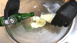 Heineken Beer Ice Cream Rolls | how to make Beer to delicious Ice Cream (satisfying video ASMR)