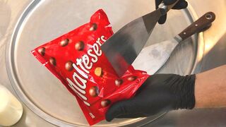 Maltesers Ice Cream Rolls | Maltesers Chocolate Ice Cream with Caramel - oddly satisfying video ASMR