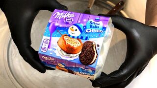 Milka Oreo Snow Balls - Ice Cream Rolls | Milka chocolate filled with Oreo Cream mixed to Ice Cream