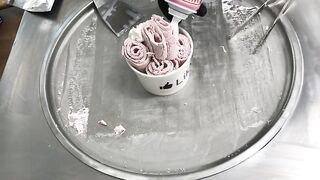 Turkish Ice Cream with Ayran Raspberry and Mint - how to make Ice Cream Rolls with fresh ingredients