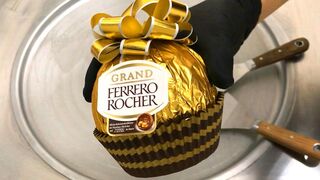 GIANT Ferrero Rocher - Ice Cream Rolls with Chocolate and Hazelnut | homemade ferrero rocher recipe