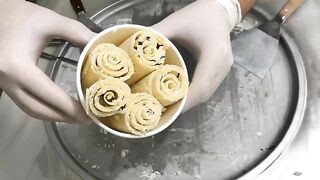 Halloween Pumpkin Dessert | how to make delicious Halloween Ice Cream Rolls - oddly satisfying & DIY