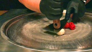 Ice Cream Rolls | fresh Raffaello and Raspberry - oddly satisfying video