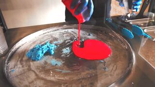 Ice Cream Rolls | Blue and Red mixed Ice Cream / Fried rolled ice cream | oddly satisfying video