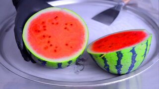 Ice Cream Rolls | with fresh Watermelon / how to make delicious rolled fried Ice Cream /  Thailand