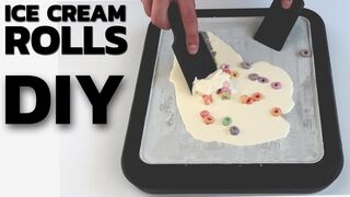 Ice Cream Rolls | Vanilla Ice Cream Rolls & Froot Loops / how to make with a rolled Ice Cream Maker