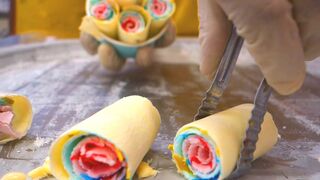 Ice Cream Rolls | with 3 Colours - Oddly Satisfying Video / Fried Ice Cream rolled by Ice Pan in UK