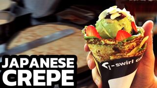 Ice Cream Crepe  - Matcha Green Tea Ice Cream in a rolled fried Japanese Pancake Cone
