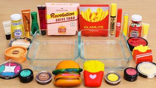 Burger vs Fries - Mixing Makeup Eyeshadow Into Slime ASMR