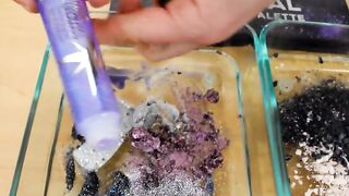 Galaxy Hard vs Soft Makeup Coloring Clear Slime with Eyeshadow and Lip Gloss Satisfying ASMR Slime
