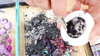Galaxy Hard vs Soft Makeup Coloring Clear Slime with Eyeshadow and Lip Gloss Satisfying ASMR Slime