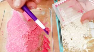 Mixing Makeup Eyeshadow Into Slime! Pink vs White Special Series Satisfying Slime Video