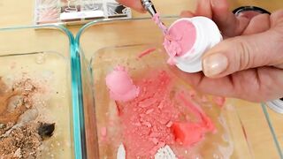 Coffee Cat - Mixing Makeup Eyeshadow Into Slime ASMR with Brown vs Pink