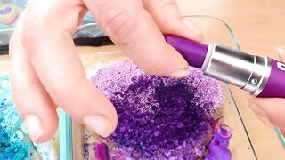 Turquoise vs Purple - Mixing Makeup Eyeshadow Into Slime ASMR