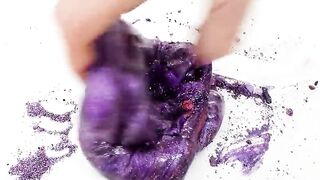 Turquoise vs Purple - Mixing Makeup Eyeshadow Into Slime ASMR