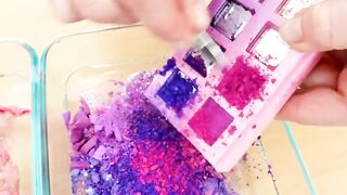 Mixing Makeup Eyeshadow Into Slime ASMR - Pink vs Purple