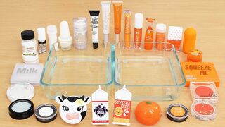 Milk vs Orange Juice! - Mixing Makeup Eyeshadow Into Slime ASMR