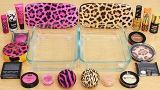 Pink Leopard - Mixing Makeup Eyeshadow Into Slime ASMR