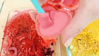 Mixing Makeup Eyeshadow Into Slime! Red vs Yellow Special Series Satisfying Slime Video