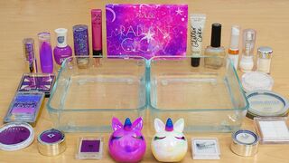 Purple vs White Unicorn Sparkles - Mixing Makeup Eyeshadow Into Slime!