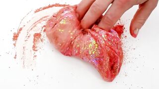 Coral vs Purple - Mixing Makeup Eyeshadow Into Slime ASMR