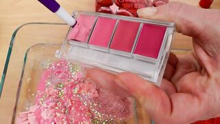 Soft Pink vs Red - Mixing Makeup Eyeshadow Into Slime ASMR