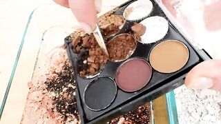 Brown vs White - Mixing Makeup Eyeshadow Into Slime ASMR