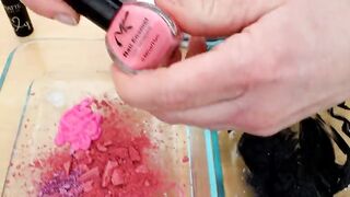 Pink vs Black- Mixing Makeup Eyeshadow Into Slime ASMR
