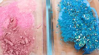 Pink vs Teal - Mixing Makeup Eyeshadow Into Slime ASMR Satisfying Slime Video