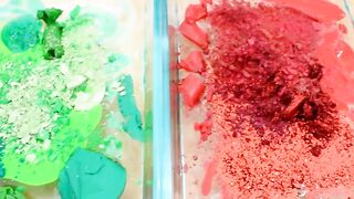 Grinch Green vs Red - Mixing Makeup Eyeshadow Into Slime ASMR - Satisfying Slime Video