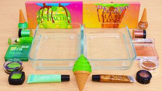 Pistachio Ice Cream - Coloring and Mixing Makeup Eyeshadow Into Satisfying Slime ASMR