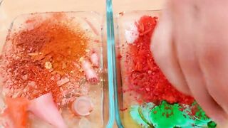 SMOOTHIE Peach vs Watermelon SLIME - Mixing Makeup, Eyeshadow, Lipstick Into Slime ASMR