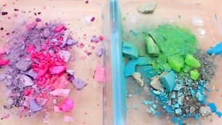 BROKEN Purple Pink vs Green Blue - Mixing Eyeshadow Into Satisfying Clear Slime ASMR