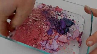 BROKEN Purple Pink vs Green Blue - Mixing Eyeshadow Into Satisfying Clear Slime ASMR